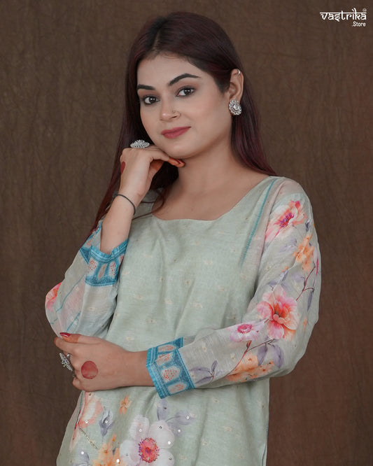 Saanvi Sequin Kurti Set with Banarasi Booti Dupatta