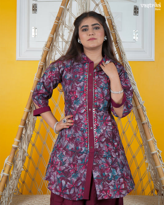 Collar Style Short Kurti Set – Elegant Everyday Wear