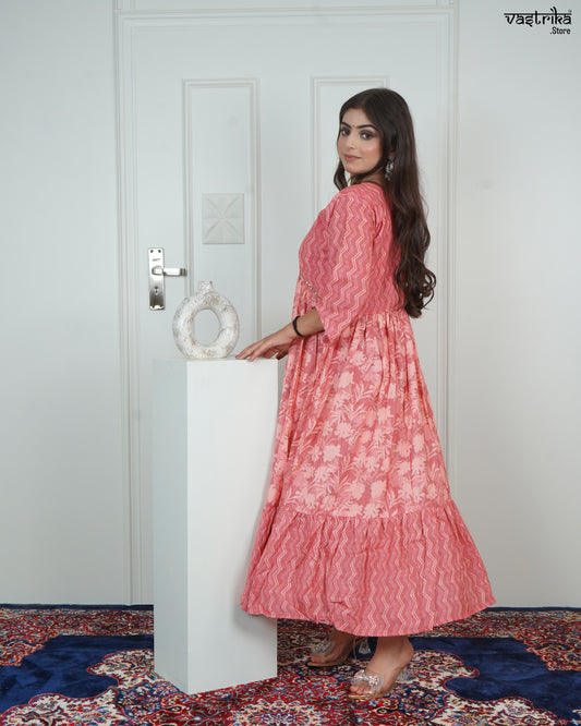 Printed Sequin One-Piece Frock