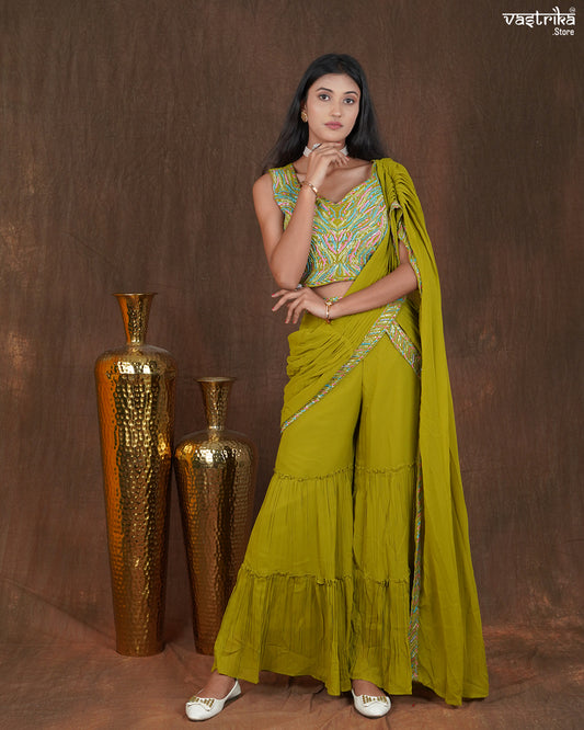 Regalia Georgette Sharara Saree Set