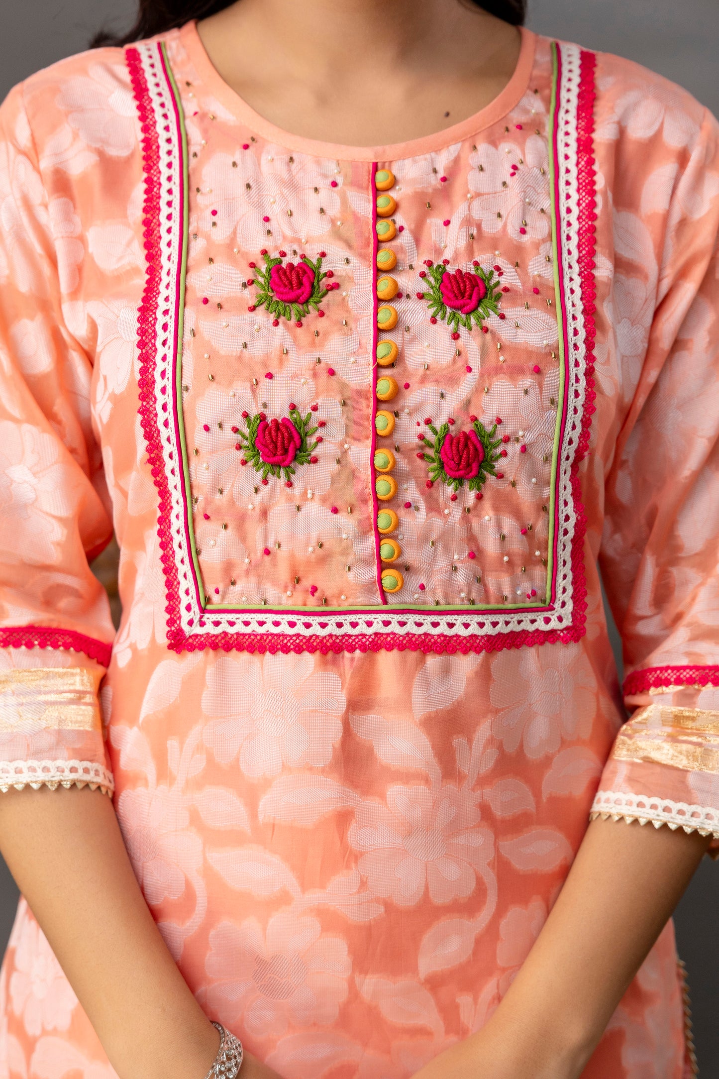 Printed Jack Art Kurti with Handwork Set
