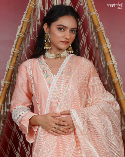 Elegant Handcrafted Kurti Set with Organza Dupatta