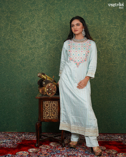 Graceful Hand-Embroidered Kurti Set with Gotta Patti Dupatta