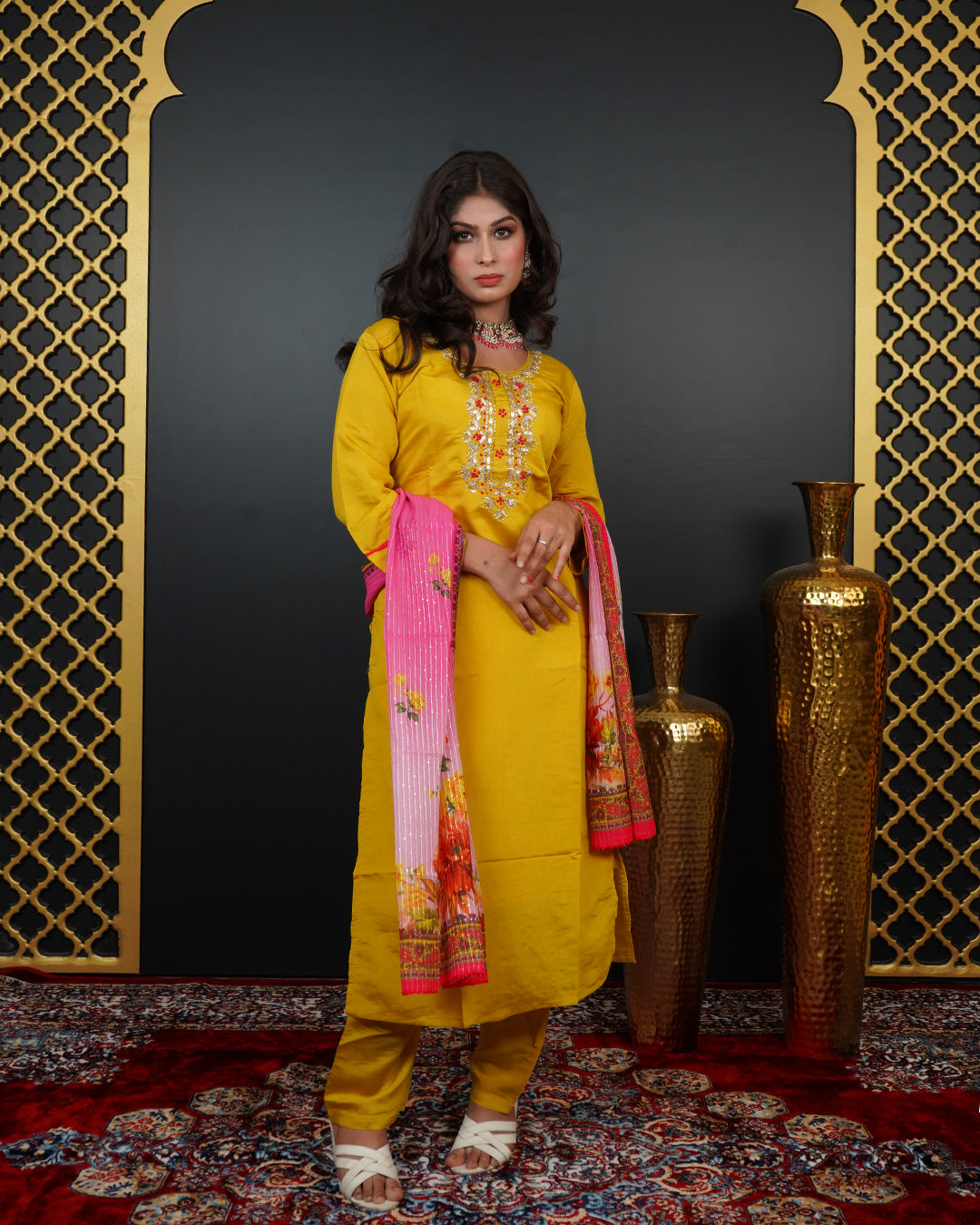 Handworked Kurti Set with Printed Dupatta