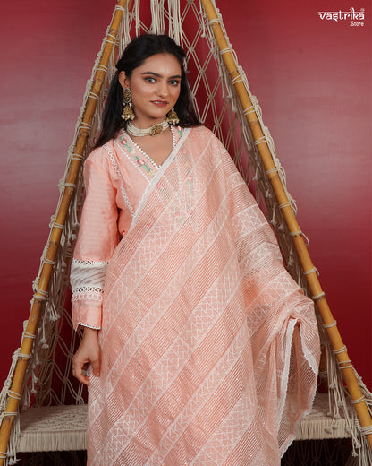 Elegant Handcrafted Kurti Set with Organza Dupatta