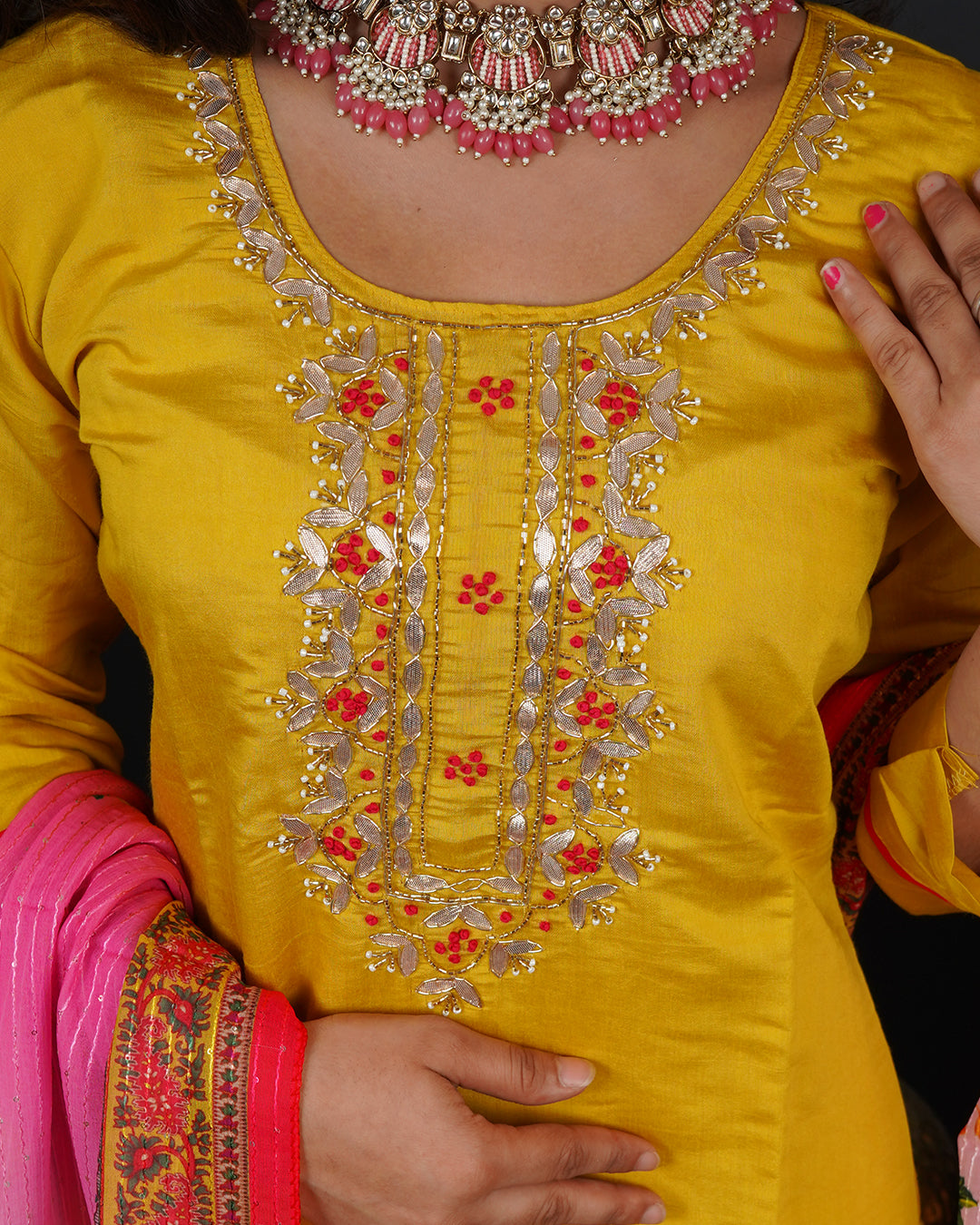 Handworked Kurti Set with Printed Dupatta