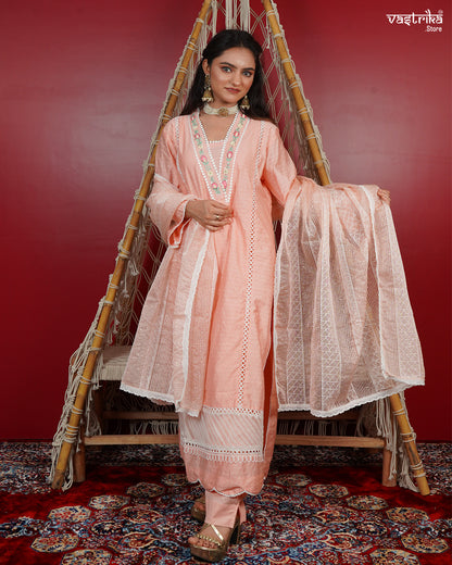 Elegant Handcrafted Kurti Set with Organza Dupatta