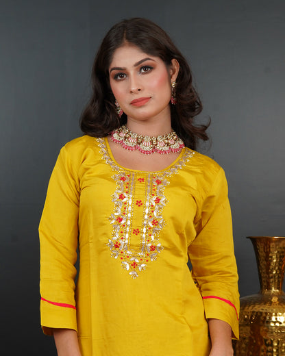 Handworked Kurti Set with Printed Dupatta