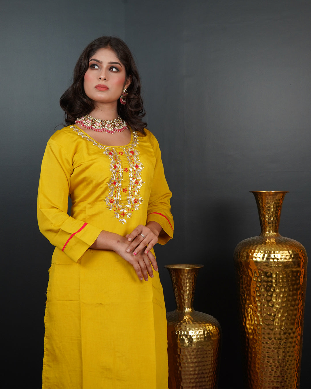 Handworked Kurti Set with Printed Dupatta