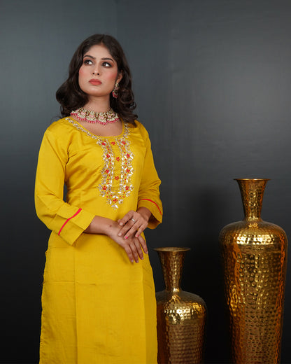 Handworked Kurti Set with Printed Dupatta