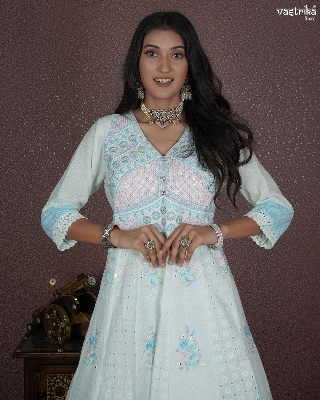 Graceful Resham Detailed Frock Ensemble