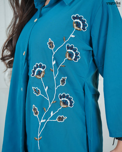 Elegant Hand-Worked Collar Coord Set