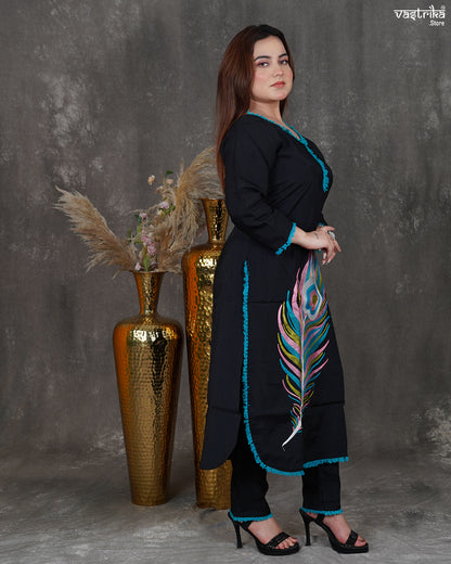 Roman Silk Kurti Set with Heavy Dupatta & Lace Detailing