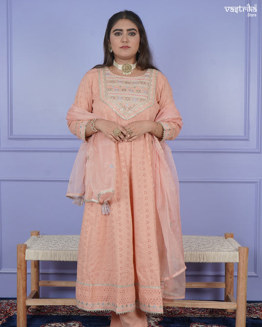 Chikankari Thread Work Frock Set