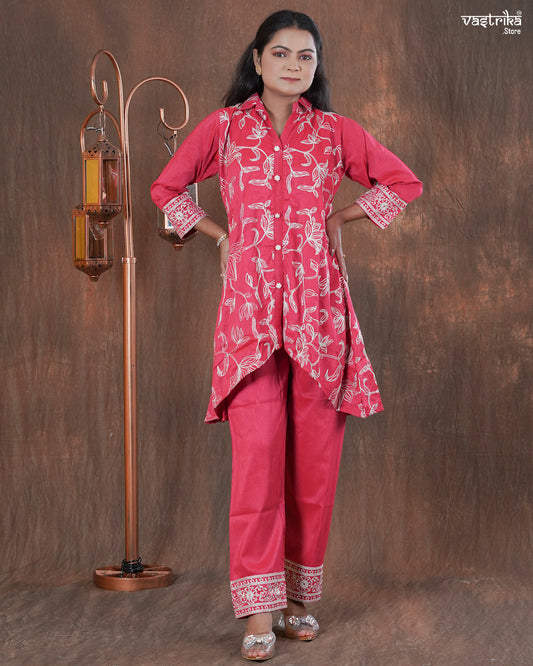 Silk Cord Set with Aari & Kadhai Thread Work