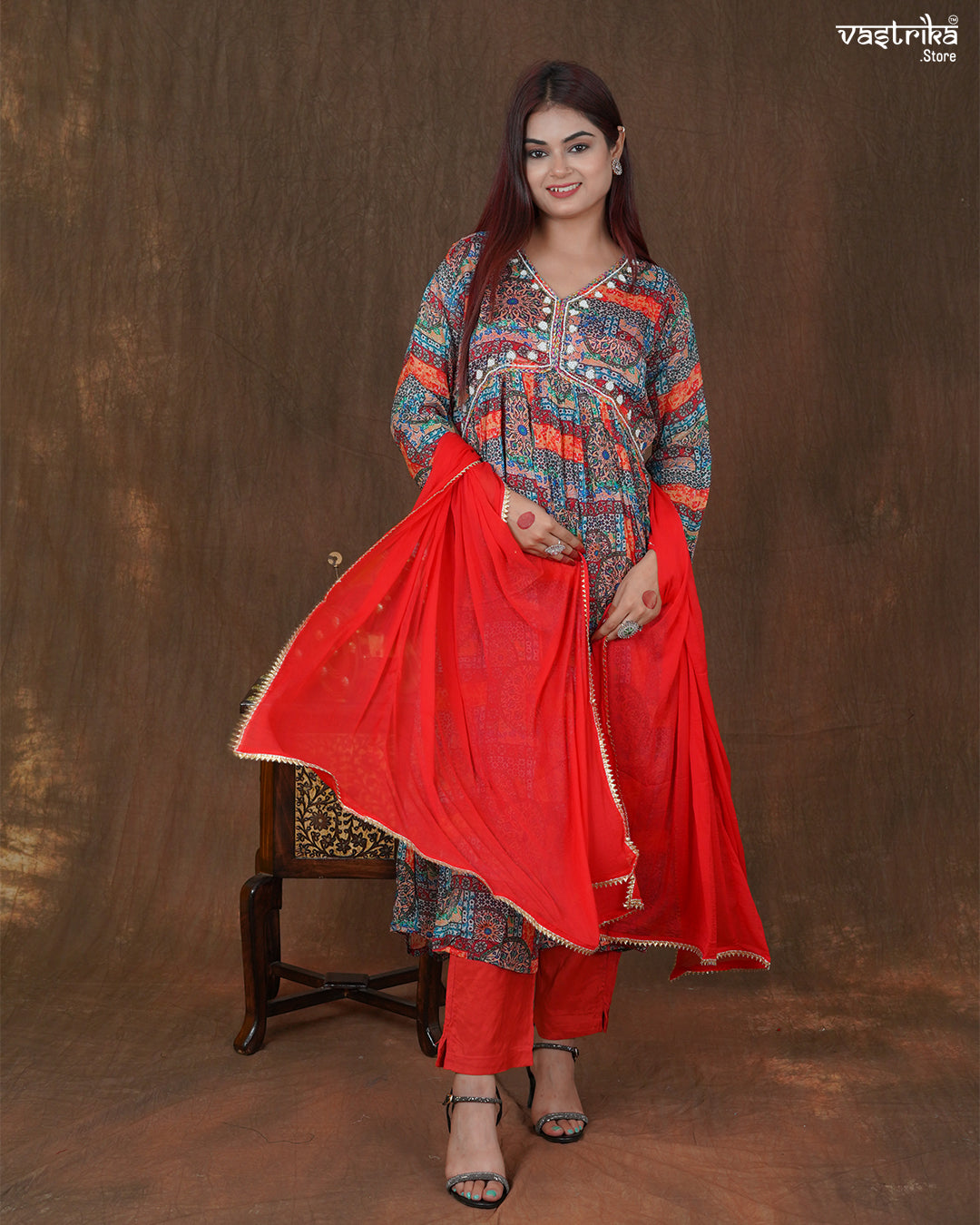 Alia Cut Kurti Set with Chiffon Dupatta