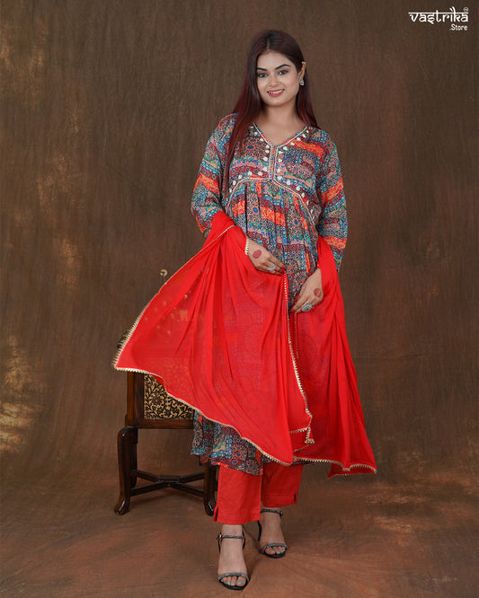 Alia Cut Kurti Set with Chiffon Dupatta