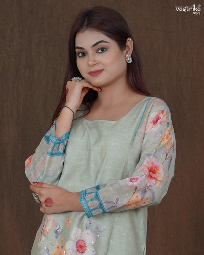 Saanvi Sequin Kurti Set with Banarasi Booti Dupatta