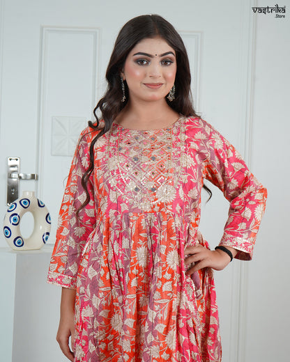 Printed Jari & Sequence Work Froack Set