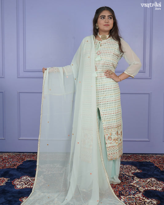 Elegant Resham Embroidered Sharara Set