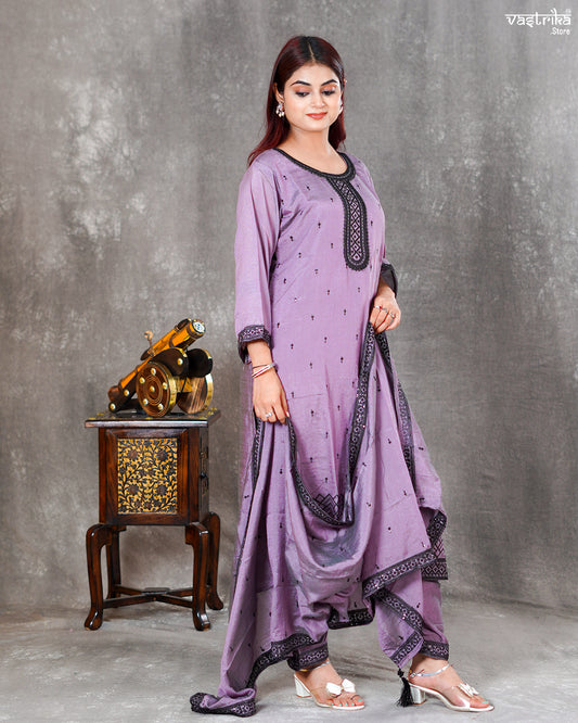 Silk Kurti Set with Sequence Dupatta
