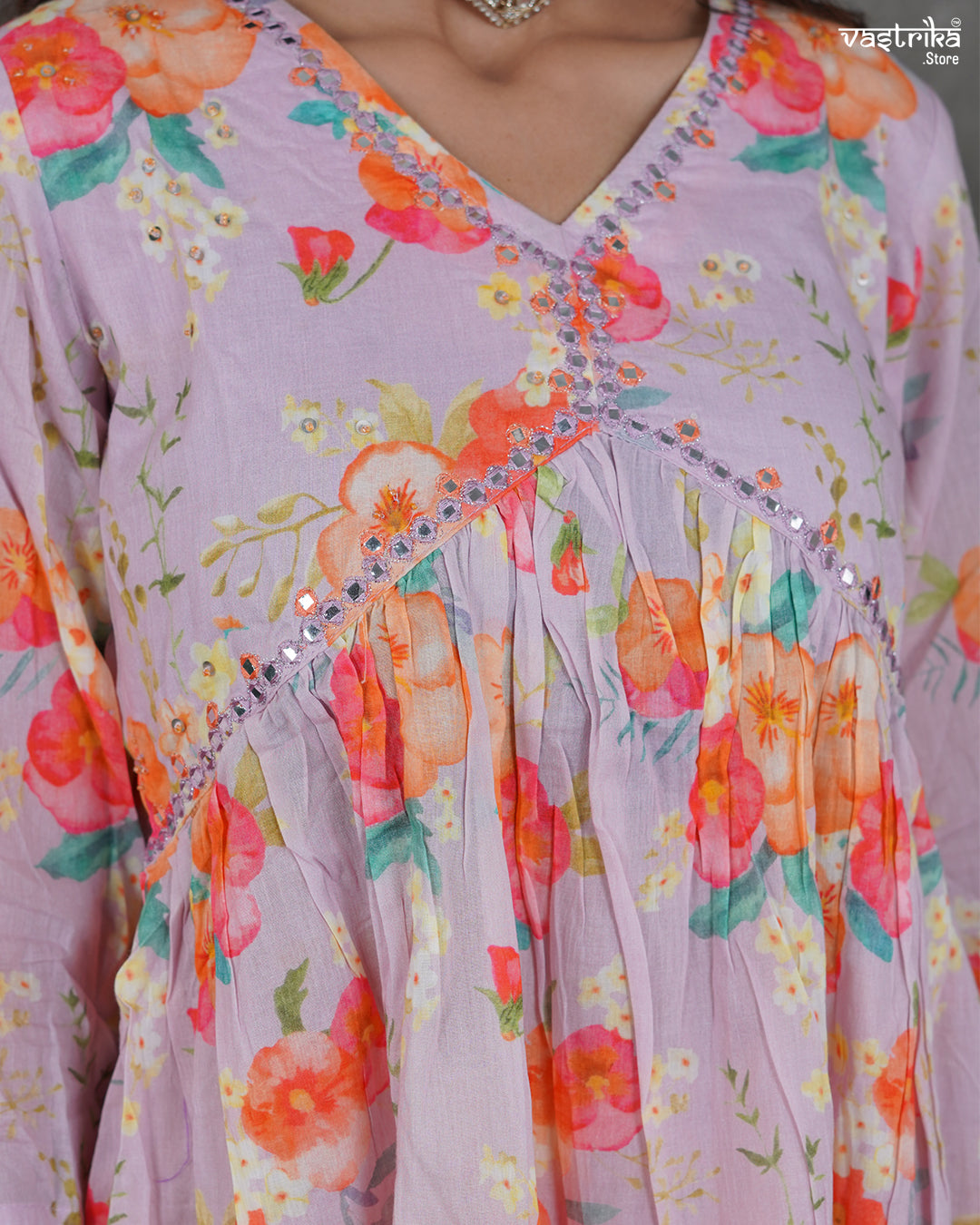 Alia-Cut Kurti & Printed Sharara Set with Resham Work Dupatta