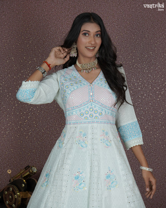 Graceful Resham Detailed Frock Ensemble