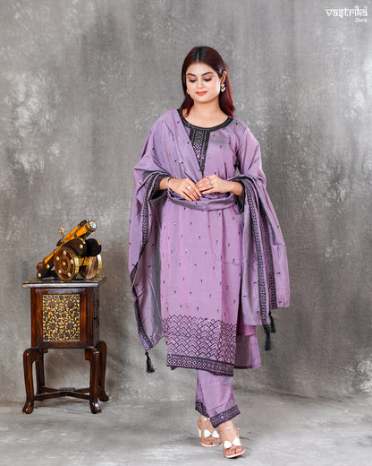 Silk Kurti Set with Sequence Dupatta