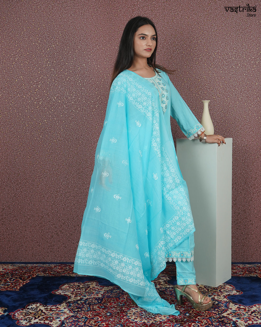 Elegant Rayon Cotton Kurti Set with Handwork Detailing