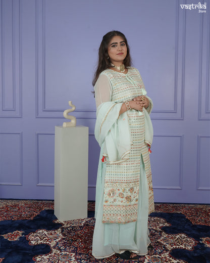 Elegant Resham Embroidered Sharara Set