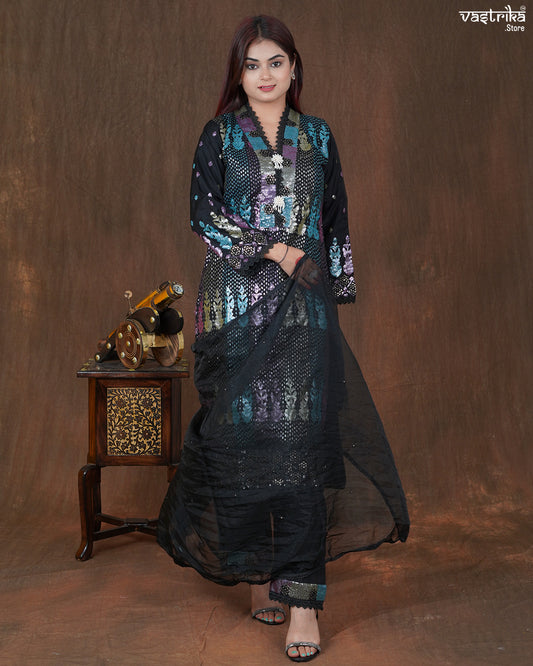 Riyana Sequin Jaal Kurti Set with Moti Dupatta