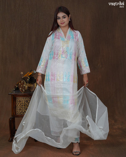 Riyana Sequin Jaal Kurti Set with Moti Dupatta