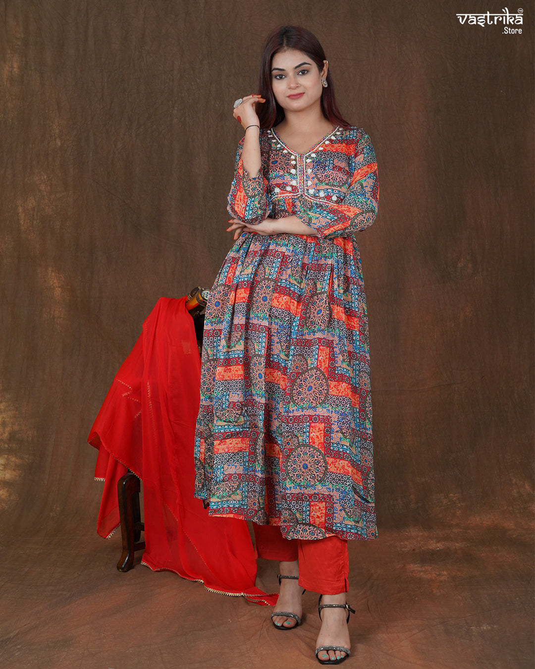 Alia Cut Kurti Set with Chiffon Dupatta