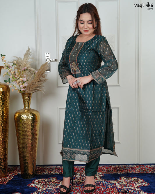 Round Gala Kurti Set with Jari & Handwork Detailing