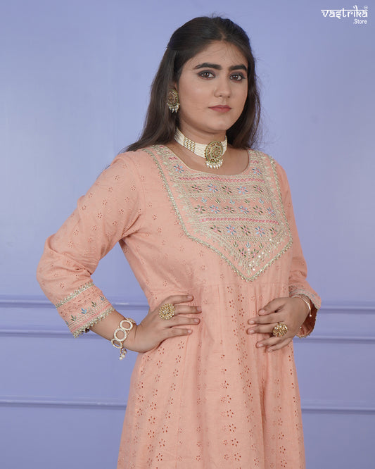 Chikankari Thread Work Frock Set