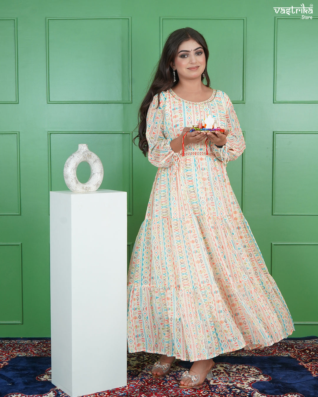 Chic Hand-Worked Belted One-Piece Frock