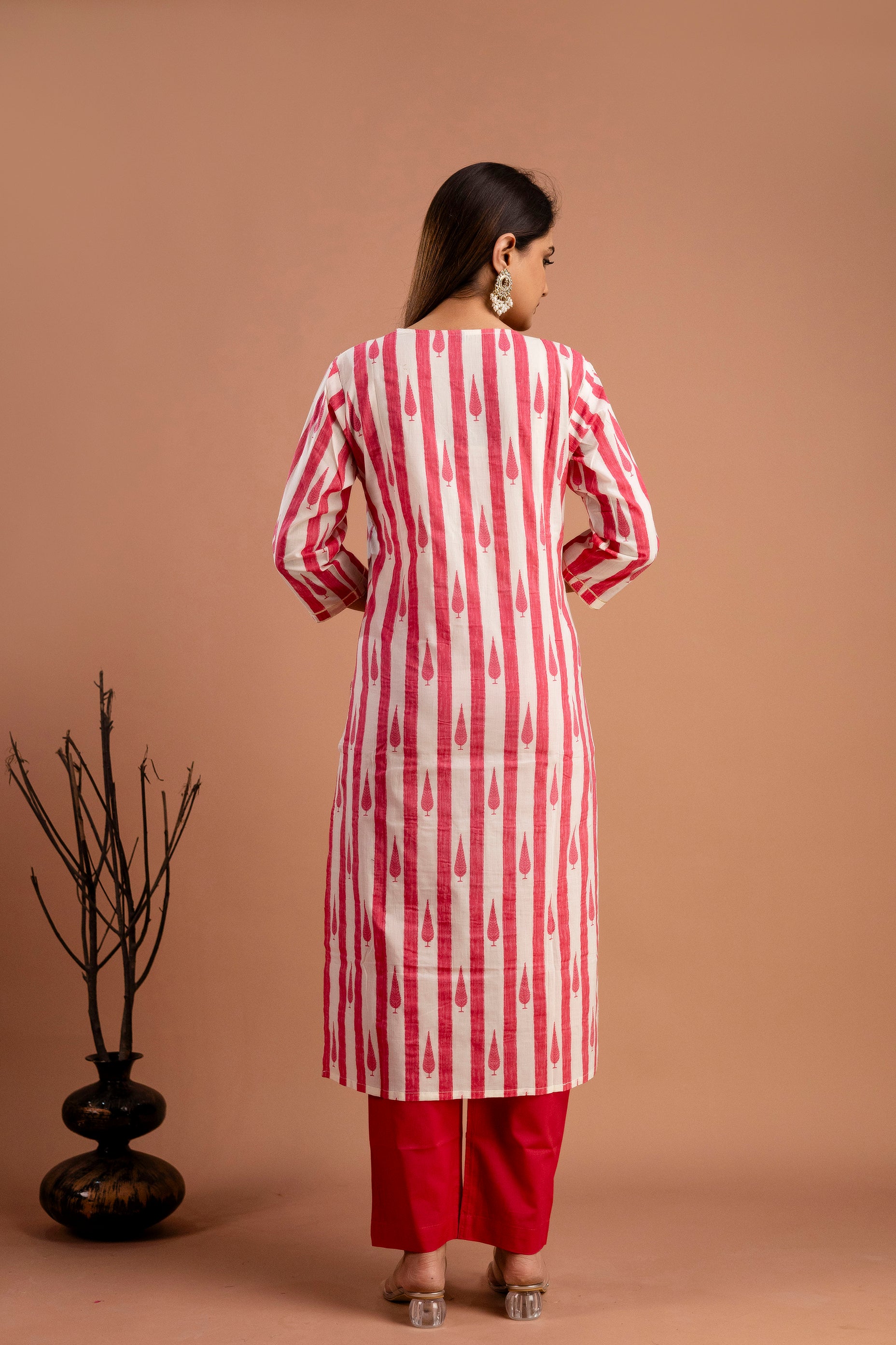 Printed Kurti with Gotta Patti Work, Plain Dupatta & Plain Trouser