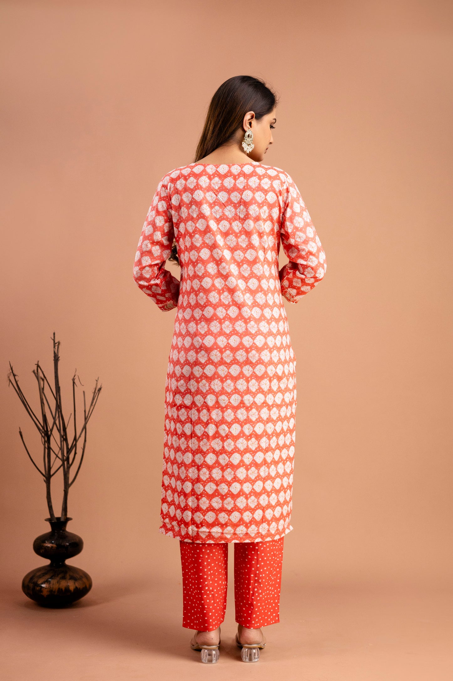Printed Resham & Sequence Worked Kurti with Handworked Dupatta & Plain Pants