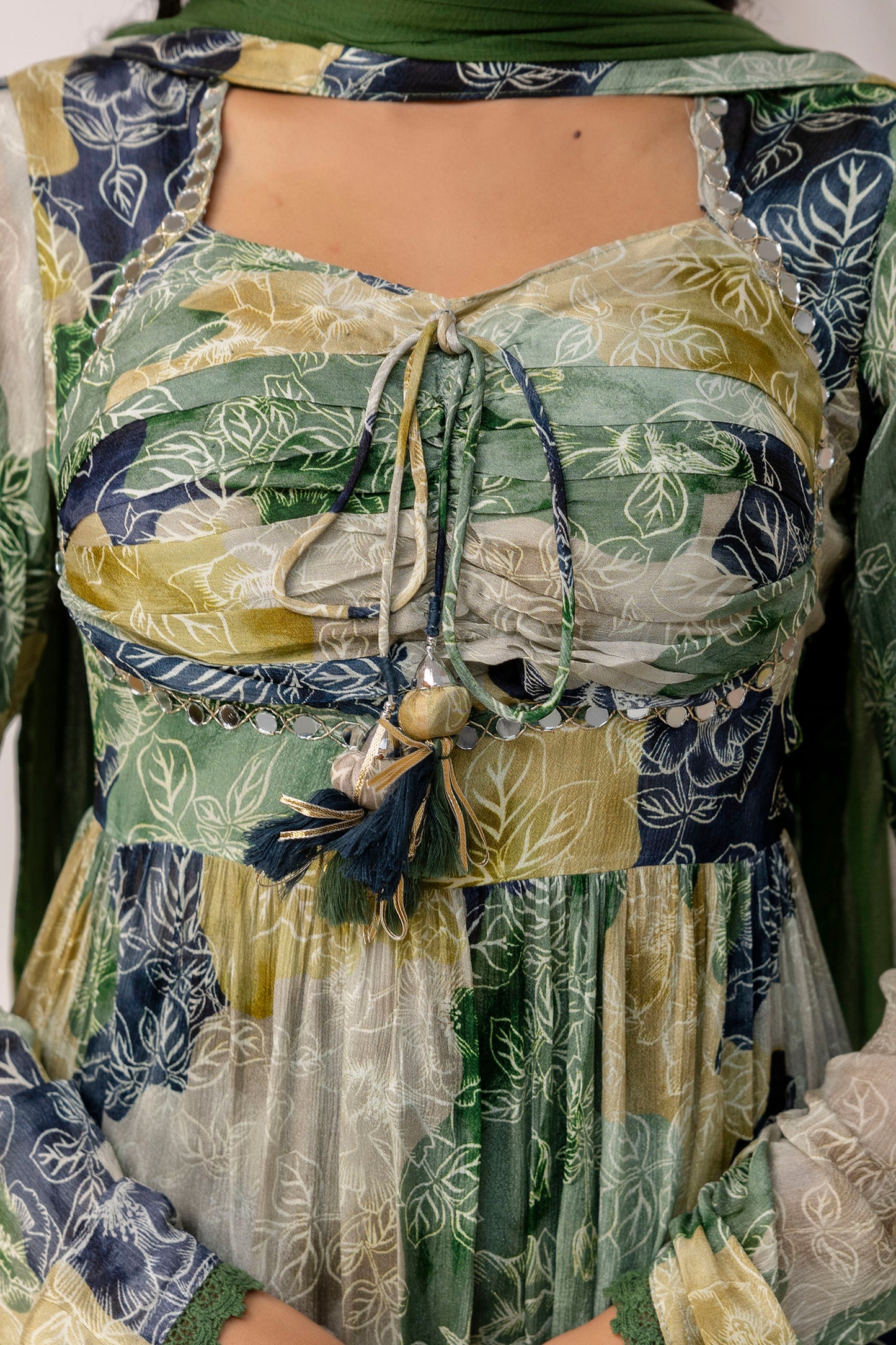 Jaipuri Printed Kurti with Mirror Work Set