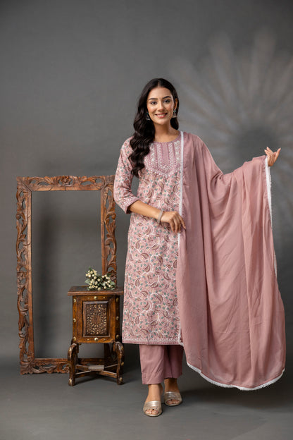 Printed Thread Work Kurti Set