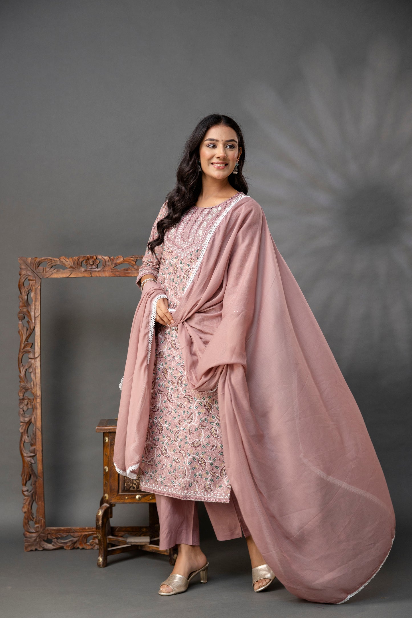 Printed Thread Work Kurti Set