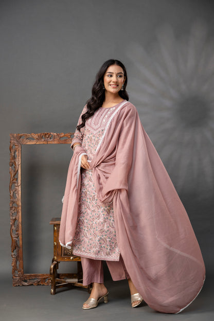 Printed Thread Work Kurti Set