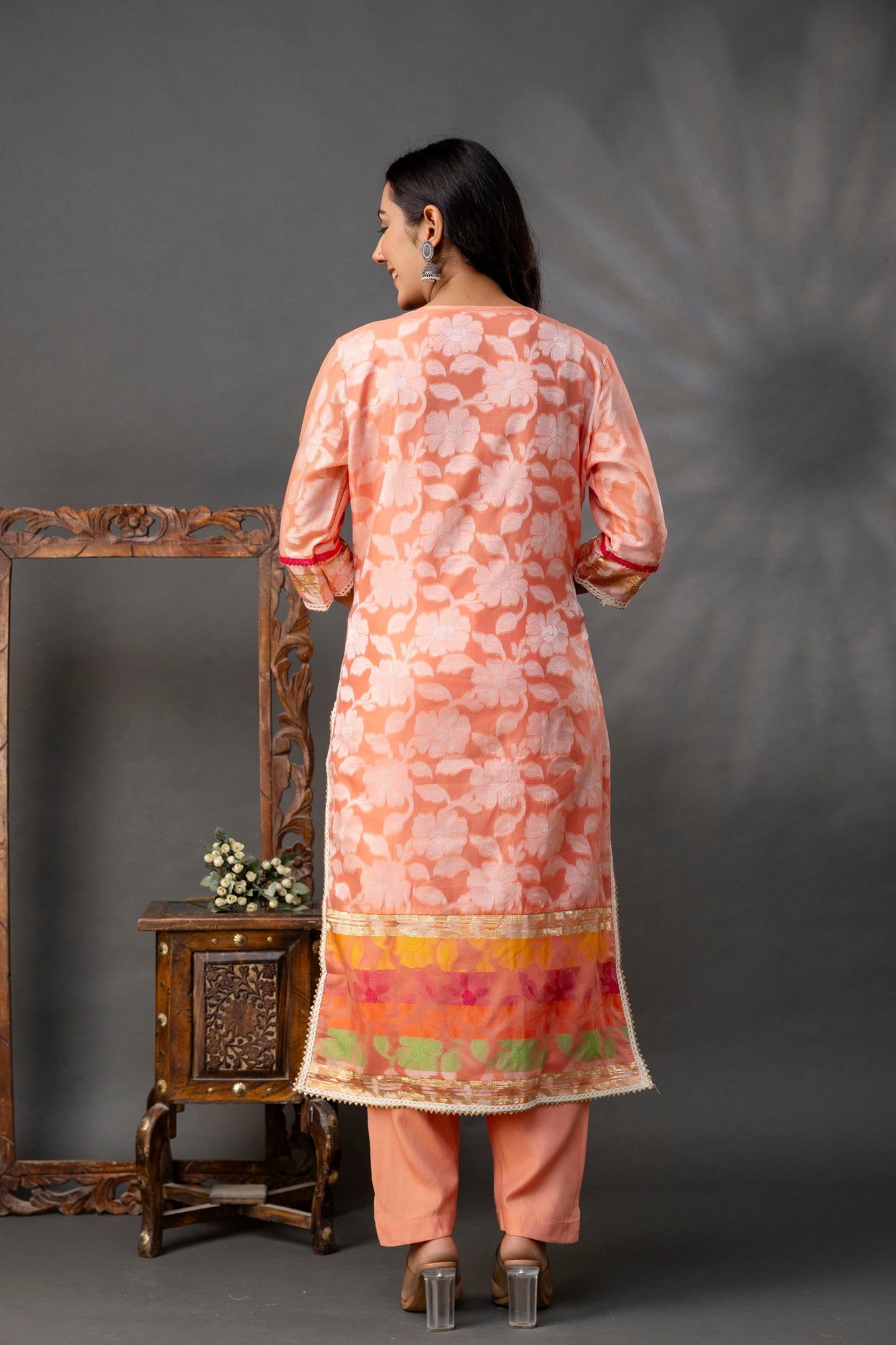 Printed Jack Art Kurti with Handwork Set