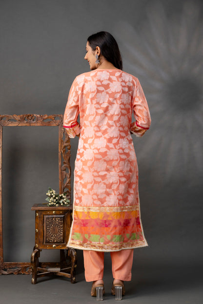 Printed Jack Art Kurti with Handwork Set