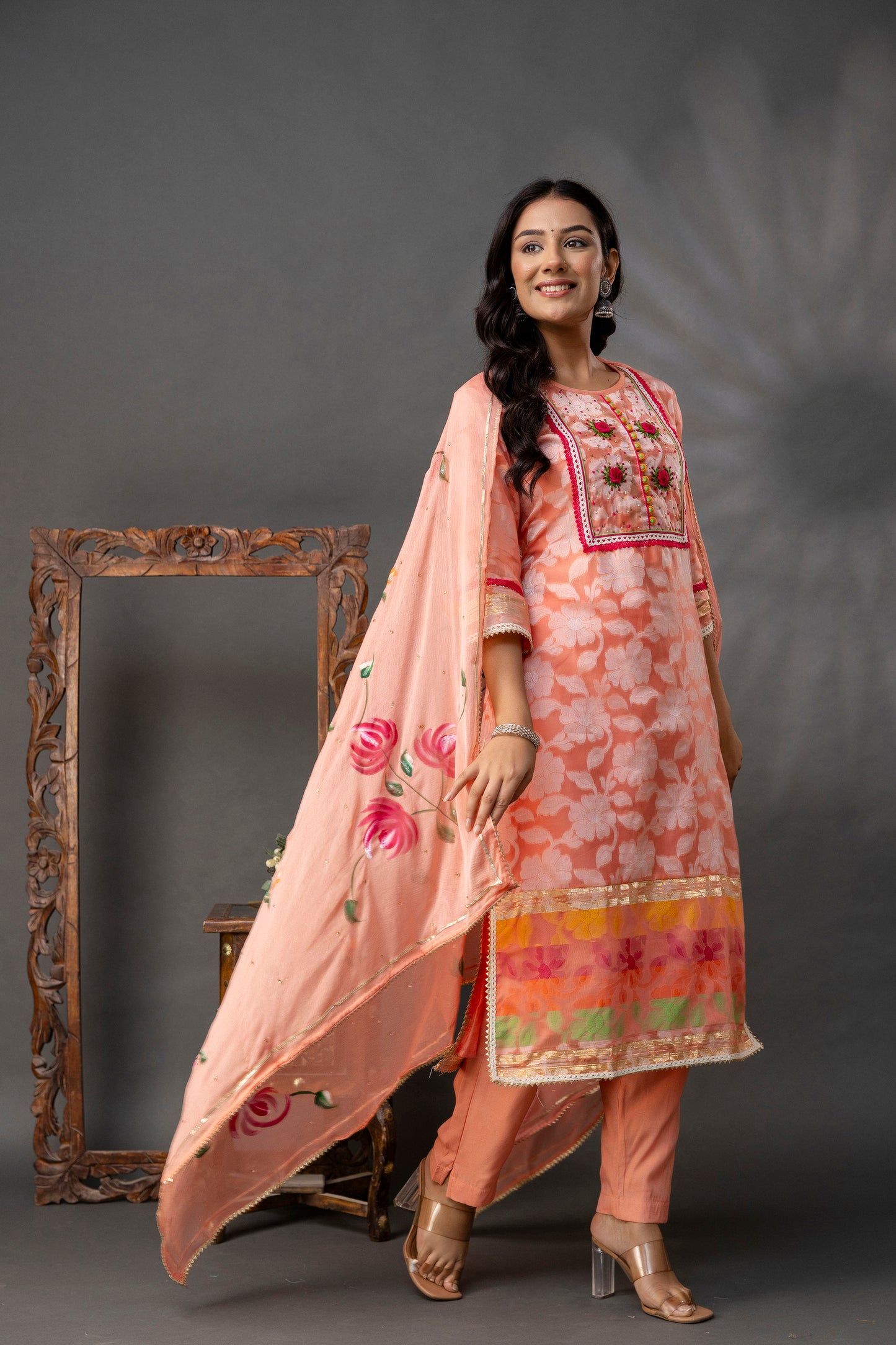 Printed Jack Art Kurti with Handwork Set