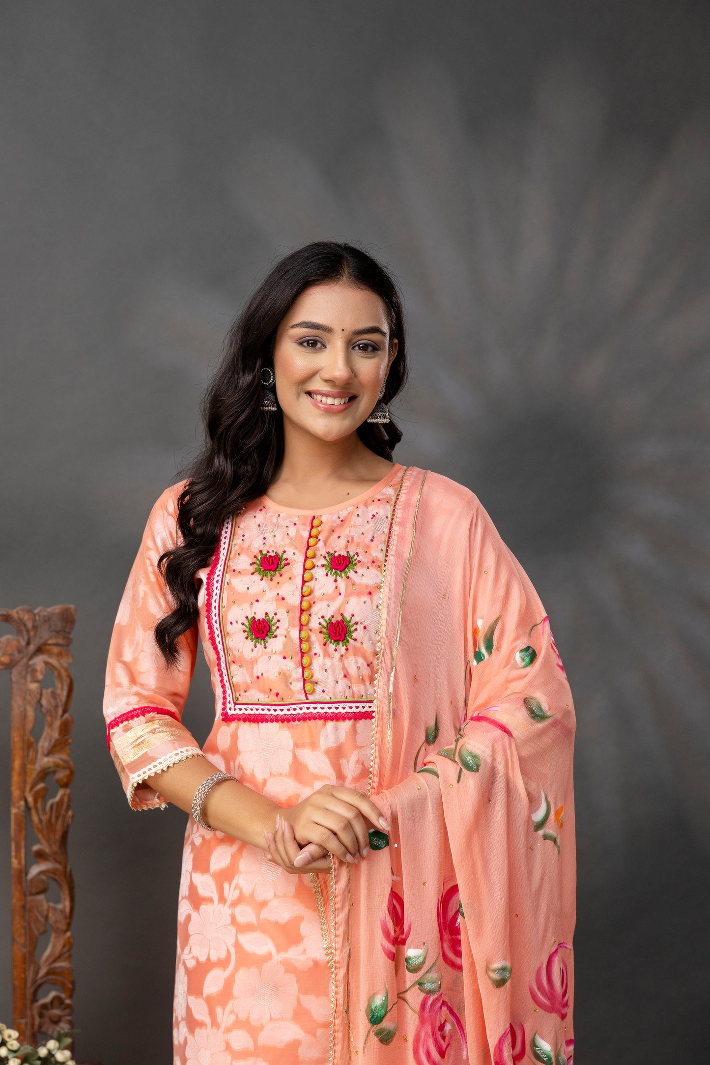 Printed Jack Art Kurti with Handwork Set