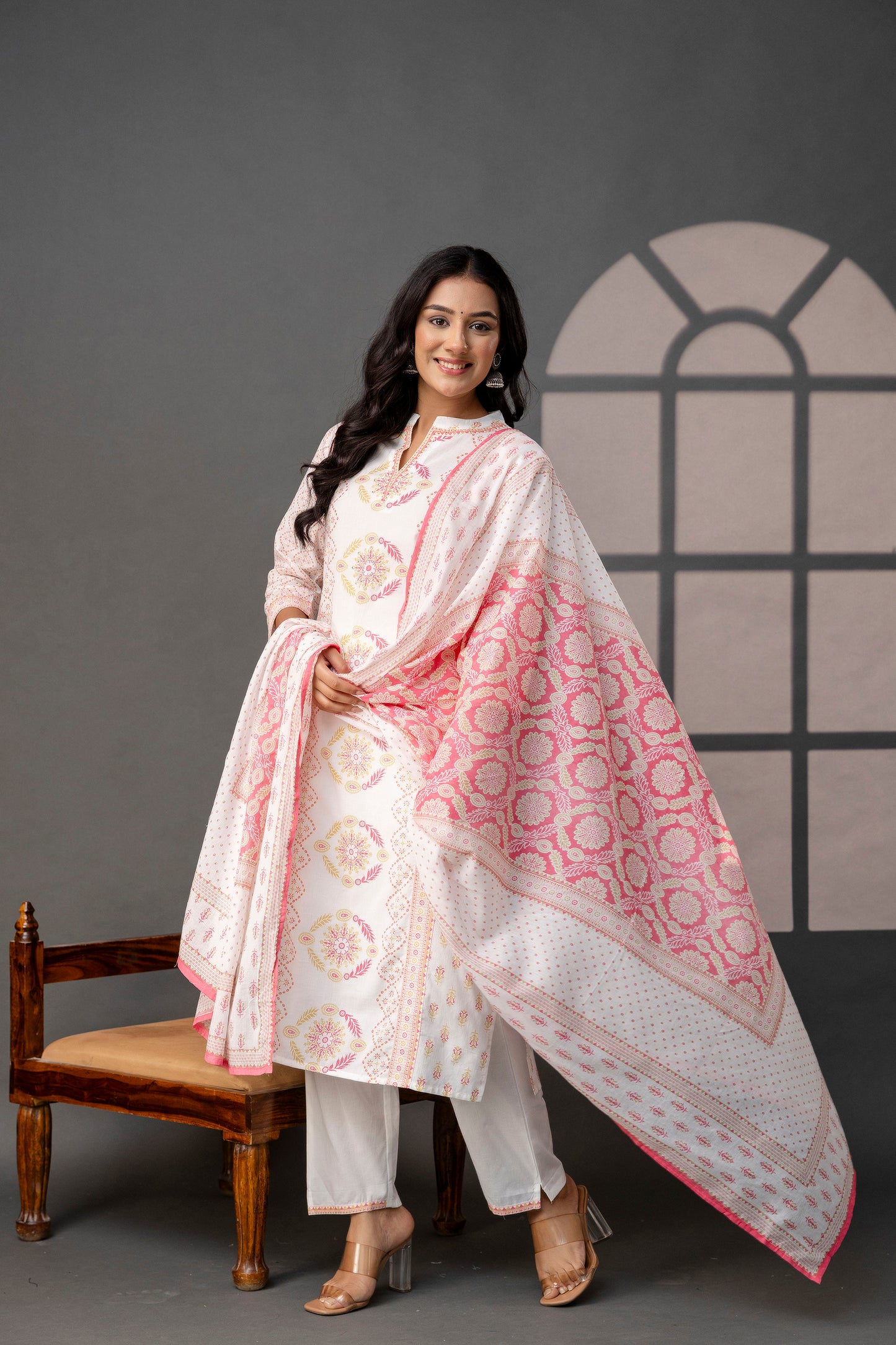 Printed Kurti with Sequence & Digital Work Set