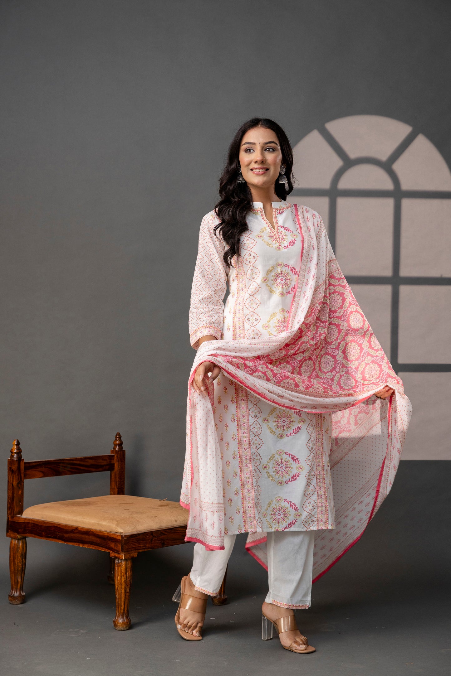 Printed Kurti with Sequence & Digital Work Set