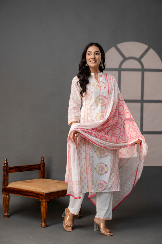 Printed Kurti with Sequence & Digital Work Set