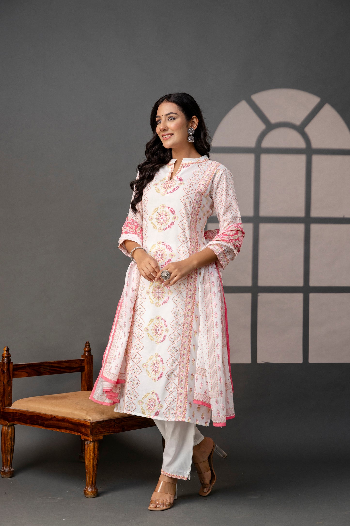 Printed Kurti with Sequence & Digital Work Set